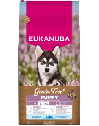 EUKANUBA Grain Free Puppy Large Ocean Fish Hrană fără cereale pentru pui de câini de talie mare cu pește oceanic 12 kg