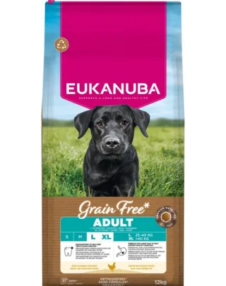 EUKANUBA Grain Free Adult Large Chicken Hrană fără cereale pentru câini adulți de talie mare cu carne de pui 12 kg