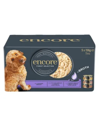 ENCORE Dog Finest Selection in Broth mix arome cu pui în bulion 5×156 g
