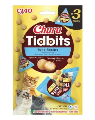 INABA Cat Churu Tidbits Rețetă cu Ton 3×12 g gustări moi și cremoase cu ton pentru pisici