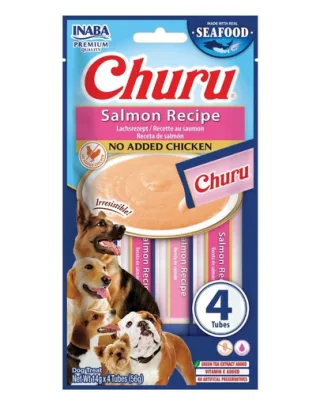 INABA Dog Churu Fish Based Salmon Recipe 4x14g gustări cremoase cu somon pentru câini