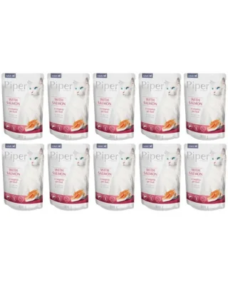 DOLINA NOTECI PIPER Animals Cat cu somon 10x100 g hrană umedă pentru pisici