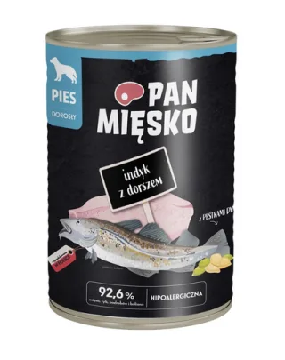 PAN MIĘSKO Curcan cu Cod Hrană umedă completă pentru câini 400 g