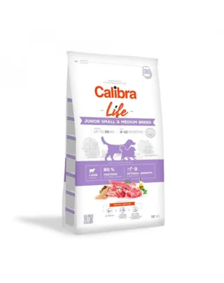 Calibra Dog Life Junior Small Medium Breed Lamb hrană cu miel pentru câini tineri de talie mică și medie 2,5 kg