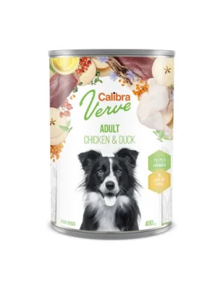 Calibra Dog Verve GF Adult Chicken &amp; Duck hrană umedă fără cereale cu pui și rață pentru câini adulți 400 g