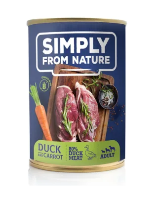 SIMPLY FROM NATURE Hrana umeda pentru caini, cu rata si morcov 400 g