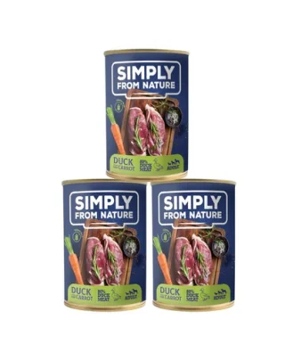 SIMPLY FROM NATURE Hrana umeda pentru caini, cu rata si morcov 3 x 400 g