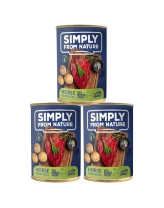 SIMPLY FROM NATURE Hrana umeda pentru caini, carne de cal si cartofi 3 x 400 g
