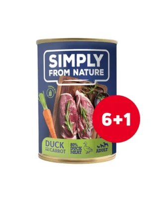 SIMPLY FROM NATURE pachet conserve caini 6 x 400 g + 1 GRATIS rata si morcov