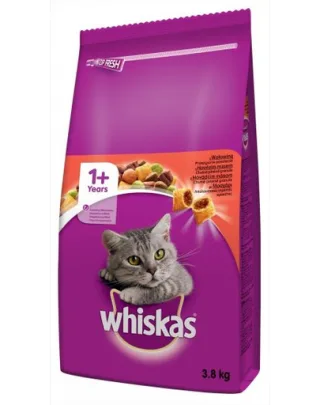 WHISKAS Adult cu vită 3,8 kg hrană uscată pentru pisici
