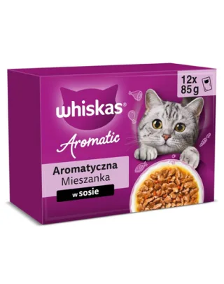 WHISKAS Adult Aromatic Mix 12x85g bucăți în sos, hrană umedă pisici