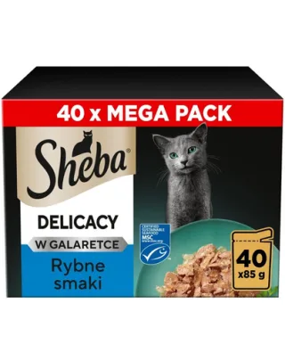 SHEBA Delicacy mix pește în leleu 40x85g hrană pisici adulte