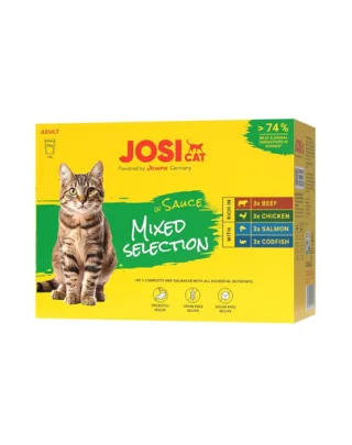 JOSERA JosiCat Multipack Mixed Selection in Sauce 12x85 g mix arome carne și pește în sos pentru pisici