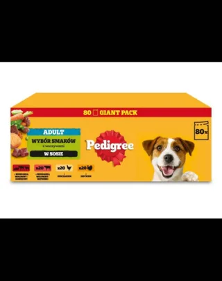 PEDIGREE Adult selecție arome în sos 80x100 g plicuri câini