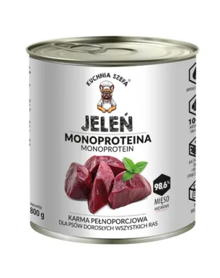 KUCHNIA SZEFA Monoproteina cerb 800g hrană umedă câini