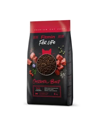 FITMIN Cat For Life Castrate Beef 8 kg hrana uscata pisici sterilizate, cu vita