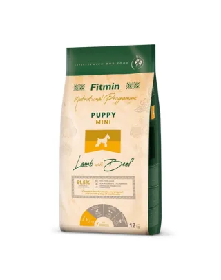 FITMIN Dog Mini Puppy Lamb&amp;Beef 12 kg Sac hrana catei talie mica, cu miel si vita