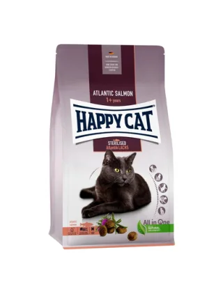 HAPPY CAT Sterilised hrana uscata pentru pisici adulte sterilizate, cu somon si pasare 10 kg