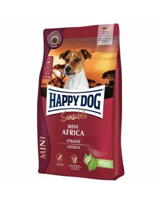 HAPPY DOG Sensible Mini Africa 4 kg hrana caini sensibili, cu strut