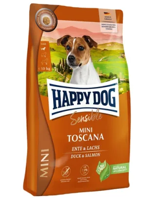 HAPPY DOG Sensible Mini Toscana 4kg Hrana uscata pentru caini talie mica, cu rata si somon
