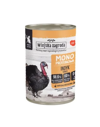 WIEJSKA ZAGRODA Hrană umedă monoproteică cu curcan pentru pisici 400 g