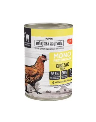 WIEJSKA ZAGRODA Hrana umedă monoproteică cu pui pentru pisici 400 g