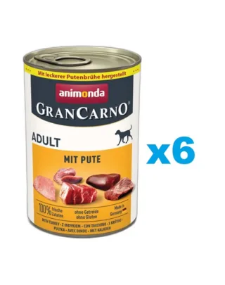 ANIMONDA GranCarno Adult pachet conserve 6x400g curcan, pentru caini