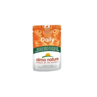 ALMO NATURE Daily Cat, Vițel și Miel, plic hrană umedă pisici, (în sos), 70g