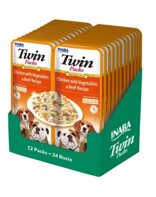 INABA Dog Twin gustare caini 24x40 g pui, legume si vita in supa