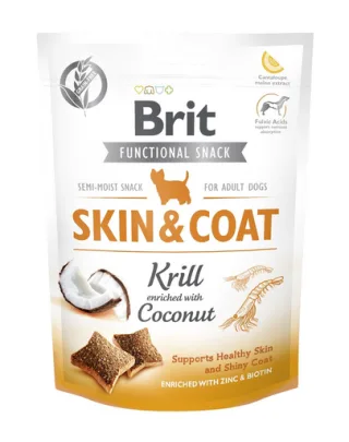 BRIT Care Dog Functional Snack Skin&amp;Coat Krill 150g gustare caini cu krill pentru blana
