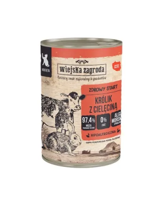 WIEJSKA ZAGRODA hrană umedă pentru pisoi iepure cu vițel 400 g