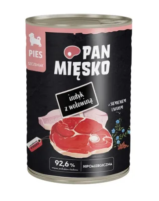 PAN MIĘSKO Curcan cu vită hrană umedă pentru căței 400 g
