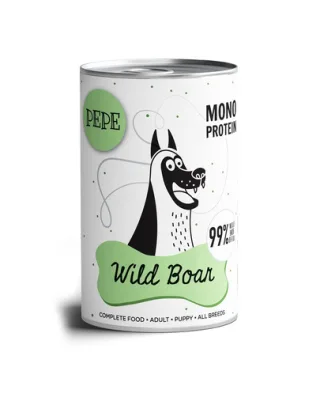 PAKA ZWIERZAKA PEPE Wild Boar 99% (carne de vânat) 400 g hrană monoproteică