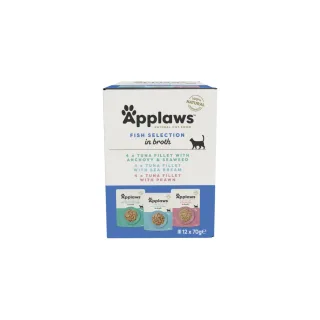 APPLAWS Fish Selection, Pește, plic hrană umedă pisici, (în supă), multipack, 70g x12buc