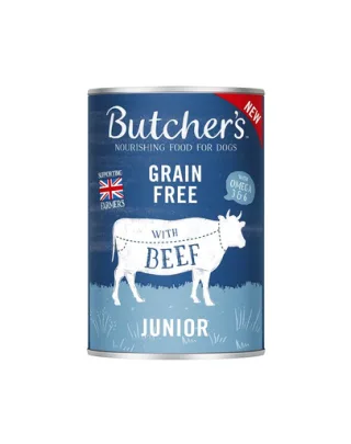 BUTCHER'S Original Junior hrana caini juniori, bucati de vita in jeleu, conserva 400g