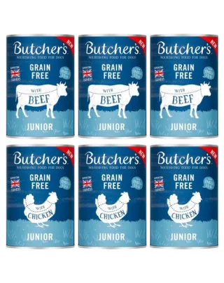 BUTCHER'S Original Junior Mix arome pentru catei 6x400g bucati vita si pui in aspic