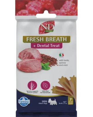 FARMINA N&amp;D Quinoa Dental Treat Fresh breath Mini 60 g recompense dentare, caine talie mica
