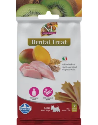 FARMINA N&amp;D Tropical Selection Dental Treat Chicken Mini 60 g gustare dentara pentru caini de rase mici, cu pui