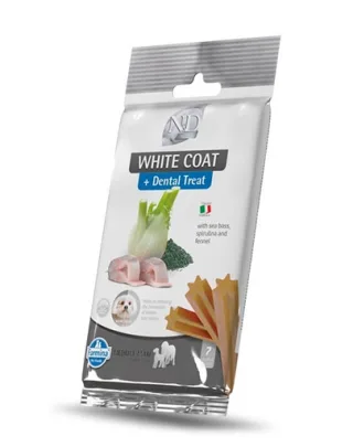 FARMINA N&amp;D White Dental Treat Coat Sea bass Medium/Maxi 100 g gustare dentara caine talie medie si mare