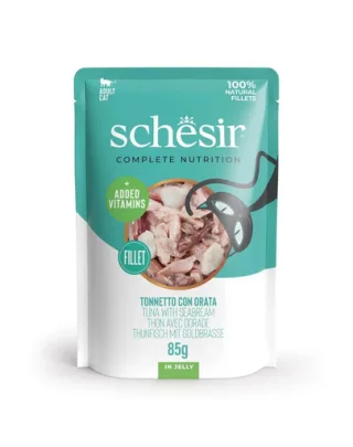 SCHESIR Jelly Adult Tuna&amp;Sea Bream 85g hrana umeda pisica, ton si dorada in aspic