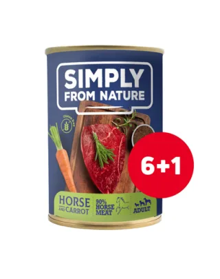 SIMPLY FROM NATURE conserve pentru caini 6 x 400 g + 1 GRATIS cal, seminte de in si morcov