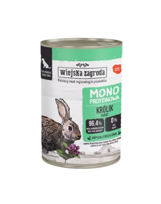 WIEJSKA ZAGRODA Hrană umedă monoproteică cu iepure pentru câini 400 g