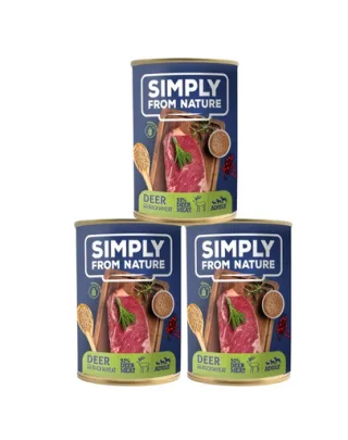 SIMPLY FROM NATURE Hrana umeda pentru caini, carne de vanat si hrisca 3 x 400 g