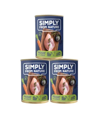 SIMPLY FROM NATURE Hrana umeda pentru caini, cu fazan si morcovi 3 x 400 g