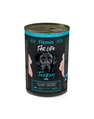 FITMIN For Life Dog pate hrana umeda pentru caini, din curcan 400 g