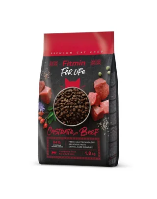 FITMIN Cat For Life Castrate Beef 1,8 kg hrana pisica sterilizata, cu vita