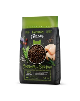 FITMIN Cat For Life Castrate Chicken 1,8 kg pentru pisica sterilizata, cu pui