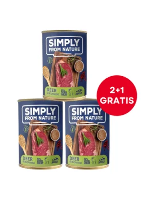 SIMPLY FROM NATURE conservă câini 400 g (2+1 GRATIS) vânat și hrișcă