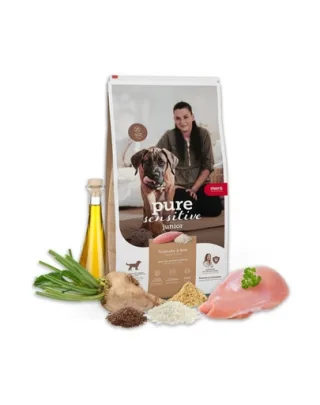 Hrană căței sensibili MERA Pure Sensitive Junior 4 kg curcan &amp; orez digestie ușoară și creștere sănătoasă