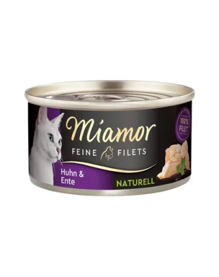 MIAMOR Feine Filets Naturell Chicken&amp;Duck 80g pui si rata in sos propriu, hrana pisica